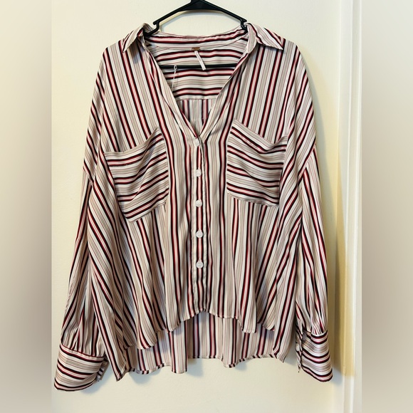 ❌SOLD❌ 636- Free People Mad About You Striped Button up - Picture 4 of 6